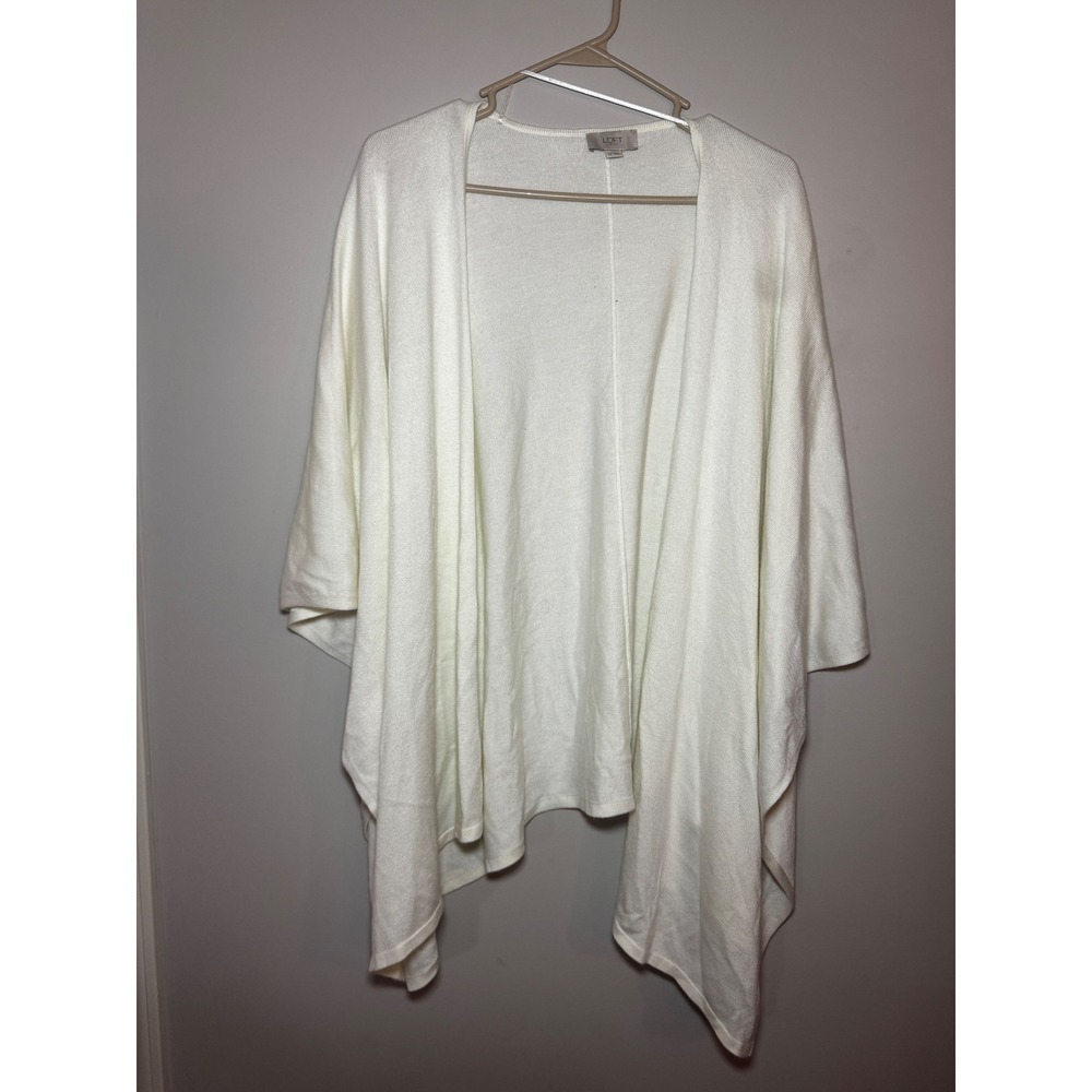 Loft White Open Front Poncho Cardigan Wrap One Size. "Travel Wrap Sweater"